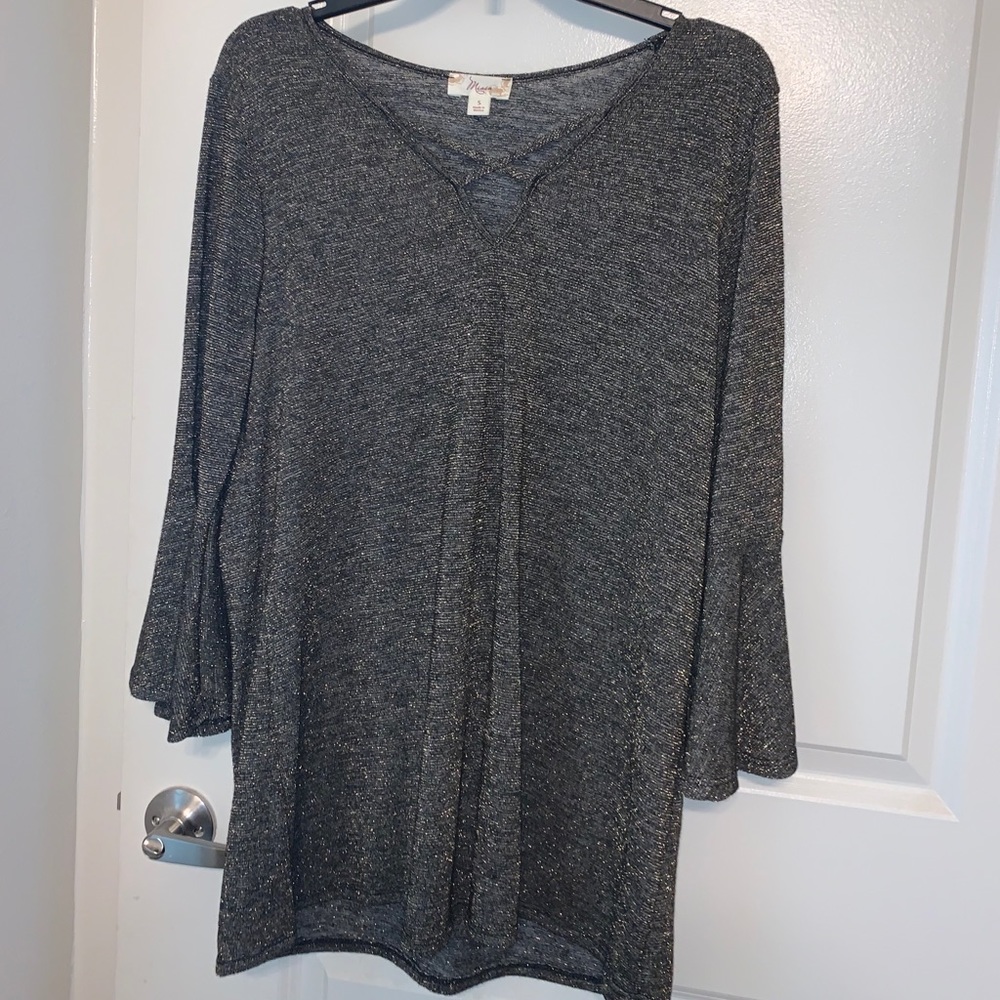 Flowy Black blouse with Gold speckles